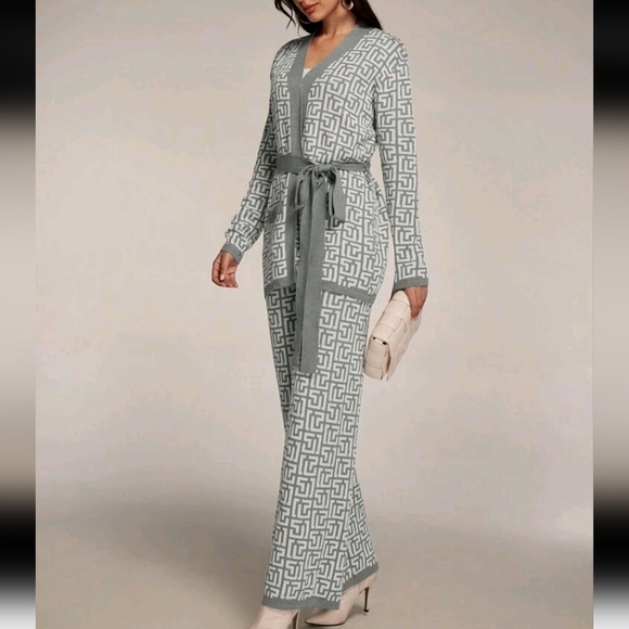 Knit Set: Tie-Up Top And Long Pants 2 Piece Set - Picture 5 of 6